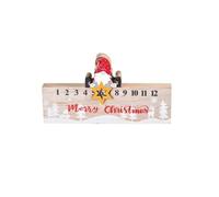 Chiffres mobiles Figurine de Père Noël pour la maison, le bureau ou le bureau - Calendrier de l'Avent festif pour enfants et adultes - Compte à rebours de Noël en bois avec calendrier (20 x 6 x 2 cm