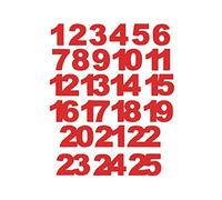 Chiffres pour calendrier de l'Avent - 24 25 autocollants - 15 mm - Couleur : rouge