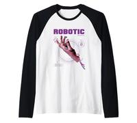 Chiffres robotiques Touch Glitch Cyber Hand Art Manche Raglan