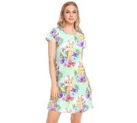 CHIFIGNO Chemise de nuit imprimée à manches courtes pour femme