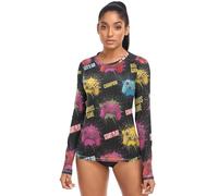CHIFIGNO Colorful Game Controllers Maillot de bain à manches longues Rashguard Protection solaire pour femme, Manettes de jeu colorées, S