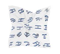 CHIFIGNO Foulard carré bleu et blanc avec drapeau israélien pour femme, écharpe légère et élégante, Drapeau Israël 3, 23.6 x 23.6 Inches
