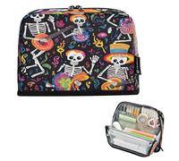 CHIFIGNO Grande trousse à crayons mexicaine drôle avec fermeture éclair - Fournitures de rentrée scolaire pour garçons et filles - Noir