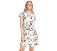 CHIFIGNO Koala Flowers Chemise de nuit douce pour femme Imprimé fleurs, Fleurs de koala, M