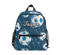 CHIFIGNO Mini sac à dos personnalisé pour petits enfants, sac de voyage pour l'école primaire, sac de maternelle pour garçons et filles, nom personnalisé, Ballons de football blancs et bleus, Small