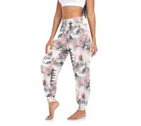 CHIFIGNO Pantalon de jogging léger pour femme - Pantalon décontracté - Pantalon de yoga, Fleurs de cerisier de style japonais, Taille L