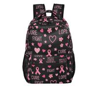 CHIFIGNO Sac à dos avec rubans pour le cancer du sein pour adolescents, garçons, grand sac à dos pour écolière, sac d'école pour voyage, Rubans contre le cancer du sein, M