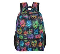 CHIFIGNO Sac à dos loup fluo cool pour filles et garçons, grand sac à dos pour enfants, sac à dos pour l'école, les adolescents, sac à livres pour les voyages, Cool Neon Wolf, M, Décontracté