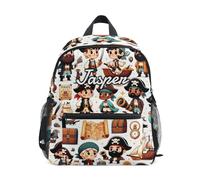 CHIFIGNO Sac à dos personnalisé pour enfants filles et garçons avec nom, joli sac à dos personnalisé en forme de dinosaure de dessin animé pour la rentrée scolaire, Pirates mignons de dessins animés,