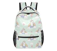 CHIFIGNO Sac à dos pour adolescents garçons - Licornes mignonnes - Arcs-en-ciel - Vert pastel - Sac d'école pour filles, Licornes mignonnes arc-en-ciel vert pastel, Small, Sac à dos d'école imprimé