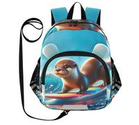 CHIFIGNO Sac à dos pour enfant pour école maternelle et la maternelle, Loutre mignonne surfant-1, Medium, Mignon