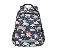 CHIFIGNO Sac à dos pour enfants pour filles, garçons, sacs d'école, sacs à dos de sports de plein air, sac à dos de voyage, Licornes et étoiles mignonnes, Medium