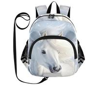 CHIFIGNO Sac à dos pour tout-petits filles garçons, petit sac de voyage pour enfants, sac à dos d'école pour maternelle primaire, Cheval blanc., Medium, Mignon