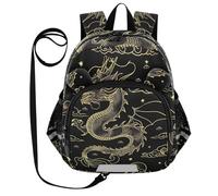 CHIFIGNO Sac à dos pour tout-petits filles garçons, petits sacs à dos de voyage, sacs à dos préscolaires, Dragon doré avec étoiles, Small, Mignon, Dragon doré avec étoiles, S, Mignon