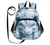 CHIFIGNO Sac à dos pour tout-petits, garçons et filles, mini sac à dos de voyage pour la maternelle, Dragon blanc aux yeux bleus, Medium, Mignon