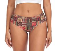 CHIFIGNO Sous-vêtements classiques en viscose doux et respirant pour femme - Bikini hipster - Éléments ethniques - Rouge, Éléments Ethniques Rouge, XS