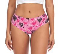 CHIFIGNO Sous-vêtements en fibre de bambou pour femme, culottes hipster, culottes de bikini confortables, sous-vêtements pour femmes, Ballon en forme de cœur rose et noir, Medium