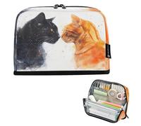 CHIFIGNO Trousse à crayons blanche de grande capacité avec fermeture éclair - Fournitures de rentrée scolaire pour adolescents et adultes - Motif chat panthère aquarelle