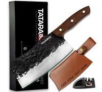 Chigabiga - Hachette de Boucher 295mm Style Japonais | Acier Inoxydable 7cr17mov | Personnalisable | Comprend étui en cuir et aiguiseur en céramique | Idéal pour barbecue
