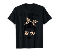 Chignon 21e Anniversaire de la Reine Happy 21 Years Old Messy Chignon Léopard T-Shirt Graphique avec Valeur, Homme, Noir, S