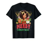 Chignon Afro Afro-américain pour Femmes Noires fières de Noël T-Shirt