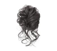 Chignon artificiel Chignon queue de cheval cheveux humains brésiliens bouclés ondulés Extensions en désordre pièces for femmes morceau Accessoires pour cheveux(Brown black)