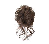 Chignon artificiel Chignon queue de cheval cheveux humains brésiliens bouclés ondulés Extensions en désordre pièces for femmes morceau Accessoires pour cheveux(Light brown)