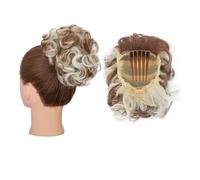 Chignon artificiel Chignons bouclés en désordre, postiche à cordon de serrage synthétique, peigne, extension cheveux queue cheval Accessoires pour cheveux(Light Brown mix Bleach Blonde)