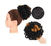 Chignon artificiel Dreadlocks Chignon Afro Puff Cordon Queue de Cheval Chignon Faux Nu Locs Extensions de Cheveux Accessoires pour cheveux(1B-27)