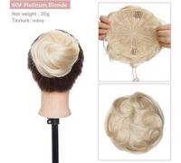 Chignon artificiel Extensions de cheveux humains à clip, chignon donut, queue de cheval élégante avec cordon de serrage Accessoires pour cheveux(60)