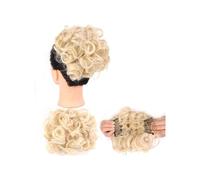 Chignon bouclé avec clips for extension de queue de cheval, perruque synthétique Look élégant chic(Blonde)