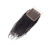 Chignon Cheveux Postiches Fermeture En Dentelle 4X4 Cheveux Brésiliens Crépus Bouclés Une Peut Être Décolorée Nœuds Ligne De Naturelle(20inches)