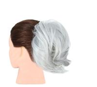 Chignon de cheveux 1 Pack Synthétique Messy Bun Extensions de Cheveux Ondulés Bouclés Chignon Court Queue De Cheval Chignon Extensions Femmes Élastique Chignon Perruques Pièce de chignon(Gray)