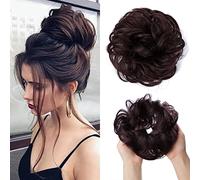 Chignon de Cheveux 1 paquet d'extensions de cheveux en chignon synthétique perruque frisée désordonnée chignon en beignet avec élastique en caoutchouc chignon for les femmes Chignon(Dark Chocolate)