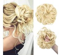 Chignon de Cheveux 1 paquet d'extensions de cheveux en chignon synthétique perruque frisée désordonnée chignon en beignet avec élastique en caoutchouc chignon for les femmes Chignon(Beach Blonde)