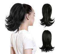 Chignon de cheveux 12 pouces femmes cheveux mi-longs légèrement déformés queue de cheval griffe Clip Style queue de cheval Extension de cheveux perruque cheveux bouclés chignon Pièce de chignon(1)