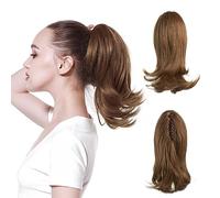 Chignon de cheveux 12 pouces femmes cheveux mi-longs légèrement déformés queue de cheval griffe Clip Style queue de cheval Extension de cheveux perruque cheveux bouclés chignon Pièce de chignon(10)