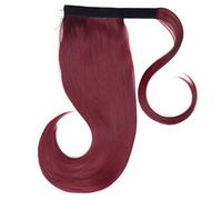 Chignon de cheveux 18 pouces synthétique stretch wrap queue de cheval peigne à cheveux queue de cheval extensions de cheveux raides chignon for les femmes Pièce de chignon(BURG)