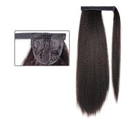 Chignon de Cheveux 24 pouces de long droite Afro synthétique enroulée autour de cheveux de queue de cheval bouclés cheveux naturels droits avec cordon de serrage Chignon(2)