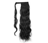 Chignon de cheveux 24 pouces de long ondulé queue de cheval Wrap cheveux bande synthétique queue de cheval extensions blonde ondulé queue de cheval perruque femmes chignon Pièce de chignon(1B)