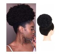 Chignon de cheveux Brésilien Afro Shaggy Cheveux Humains Chignon Perruque Sangle Courte Cordon Cheveux Peigne Queue De Cheval Extensions De Cheveux for Les Femmes Noires Pièce de chignon(6inch)