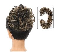 Chignon de cheveux Chignon synthétique à enrouler autour de la queue de cheval for femmes, Chignon synthétique en désordre, bande élastique, postiche de 35,4 pouces, vague bouclée Pièces de chignon po