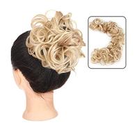 Chignon de cheveux Chignon synthétique à enrouler autour de la queue de cheval for femmes, Chignon synthétique en désordre, bande élastique, postiche de 35,4 pouces, vague bouclée Pièces de chignon po