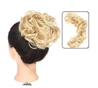 Chignon de cheveux Chignon synthétique à enrouler autour de la queue de cheval for femmes, Chignon synthétique en désordre, bande élastique, postiche de 35,4 pouces, vague bouclée Pièces de chignon po