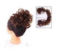 Chignon de cheveux Chignon synthétique à enrouler autour de la queue de cheval for femmes, Chignon synthétique en désordre, bande élastique, postiche de 35,4 pouces, vague bouclée Pièces de chignon po