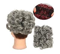 Chignon de cheveux Chignon synthétique femmes accessoire de cheveux Extensions de queue de cheval boucles chignon désordonné chignon cordon peigne à cheveux chignon Pièce de chignon(Q1 Dimgray)