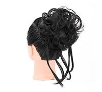 Chignon de cheveux Extensions de chignon synthétique Wavy Messy Bun Extensions de queue de cheval Accessoires for cheveux for femmes avec cordon élastique Pièce de chignon(1B#)
