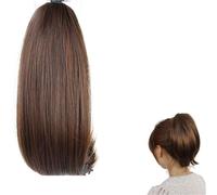 Chignon de cheveux Perruque queue de cheval courte droite de 10 pouces avec pinces à griffes perruque queue de cheval chignon synthétique pinces à cheveux queue de cheval for femmes Pièce de chignon(4