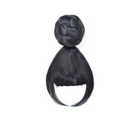 Chignon de cheveux Postiches synthétiques Chignon sphérique avec frange Clip dans les cheveux Chignon Pad Donut élastique couleur noire Pièces de chignon pour femmes(Color:B)