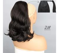 Chignon de Cheveux Synthétique longue queue de cheval ondulée 18 pouces dames perruque avec peigne à cheveux cordon queue de cheval extensions de cheveux noir naturel Chignon(2-01)